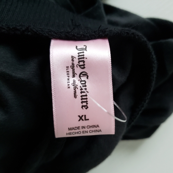 Juicy Couture Velour Set Top and Pants Black Pajama Set Women XL - Picture 6 of 11